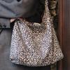 Crossbody tote bag handbag leopard print canvas bag women's large-capacity casual versatile lightweight shoulder bag