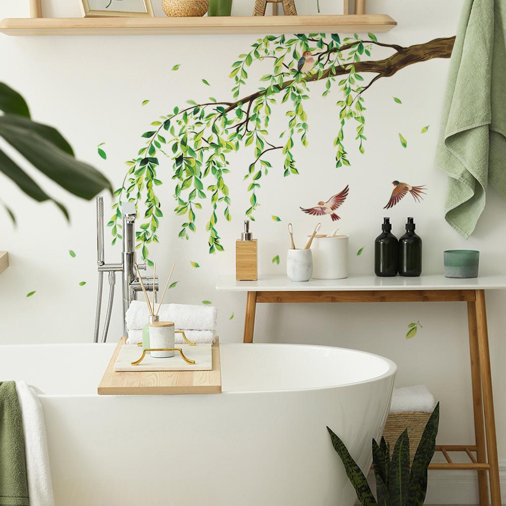 Personalized Fluttering Sticker of Willow Branches and Sparrows, Wall Sticker for Living Room, Dining Room, Home and Background Wall