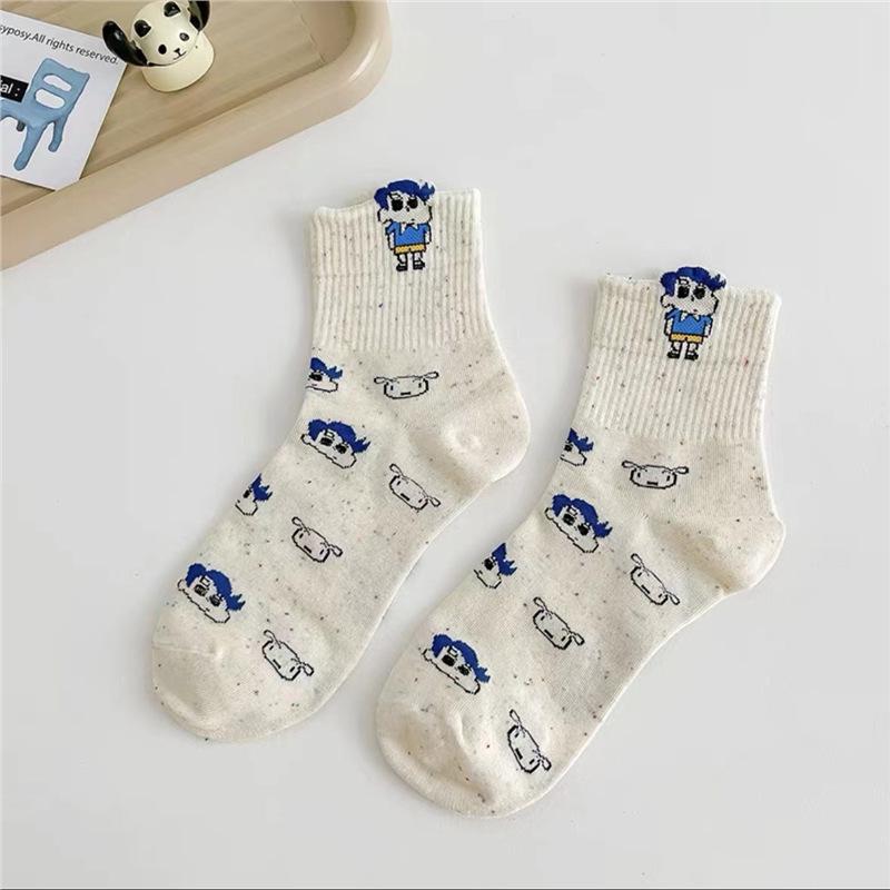 Women's Cute 3D Anime Mid-Tube Cotton Socks - Trendy Sports Design