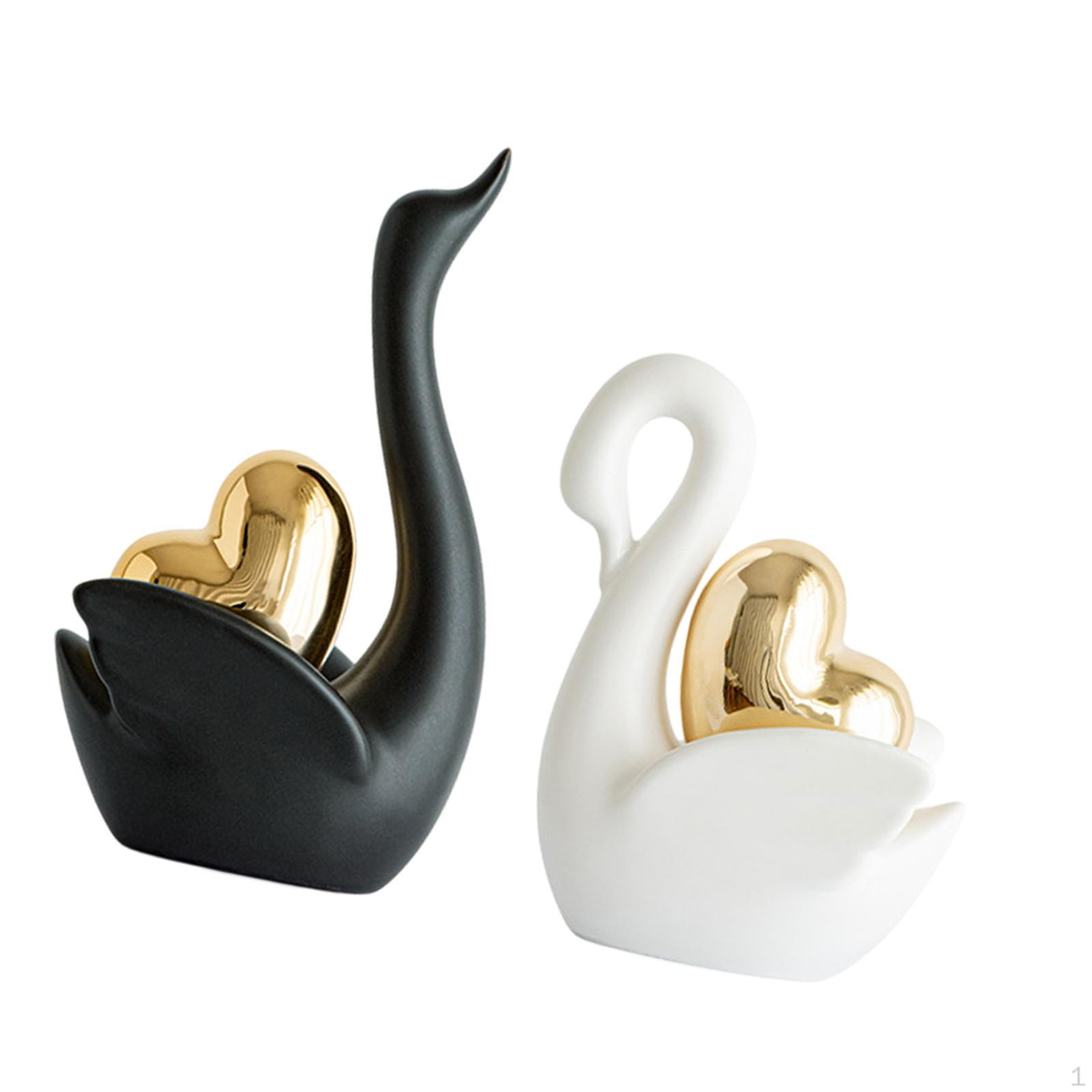 

2 шт. Фигурки лебедя, скульптуры животных, настольные украшения, декоративные статуи для входа в шкаф Black and White