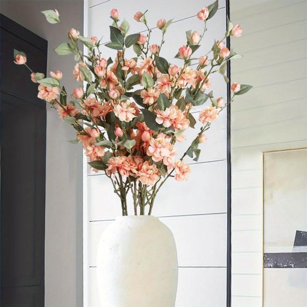 6 Pcs 90cm Silk Blossom Fake Flower Branches Artificial Camellia Flower with Long Stem for Home Wedding Arrangement Party Table Centerpiece Decoration