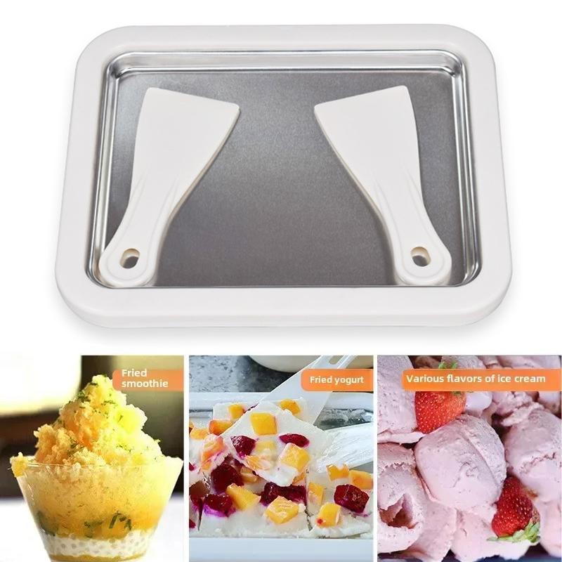 Household stir-fried yogurt machine,roll ice cream machine,stainless steel fried ice tray,equipped with 2 scrapers,for DIY food