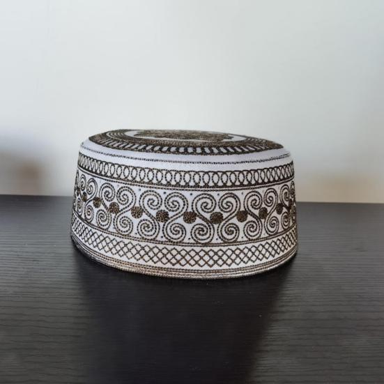 Men Hat Vintage Ethnic Flat Top Round Embroidery Head Decoration Firm Stitching Turkish Jewish Holiday Wear Cap Headwear