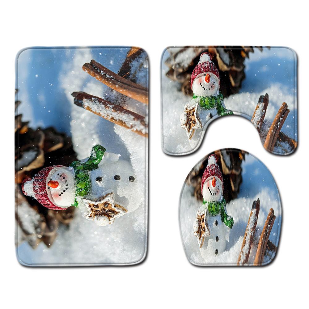 Christmas Bathroom Floor Mat Toilet Three-Piece Set