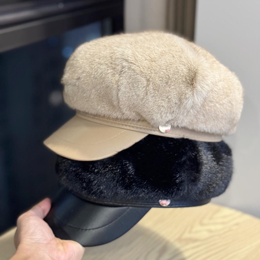 Brim Beret Women's Autumn and Winter Fashionable and Versatile Octagonal Newsboy Hat with A Small Temperament