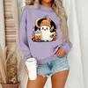 Women's Casual Fashion Round Neck Long Sleeve Halloween Printed Sweatshirt
