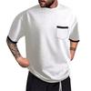 Men's Summer Colorblock Round Neck Loose Pocket Short Sleeve Top