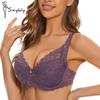 Reggiseno da donna a coppa piena con controllo laterale del seno taglie forti coppa sottile in cotone reggiseno in pizzo sexy push-up con ferretto 36-42 C/D