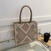 High School Student Class Bag Women 2025 New Ethnic Style Canvas Large-capacity Bag Fashionable Shoulder Casual Tote Bag