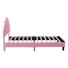 Upholstered Children's Bed 90 x 200 cm, Bed Frame with Flower-Shaped Headboard and Slatted Frame, Skin-Friendly Velvet Fabric, Guest Bed (Color: Pink)