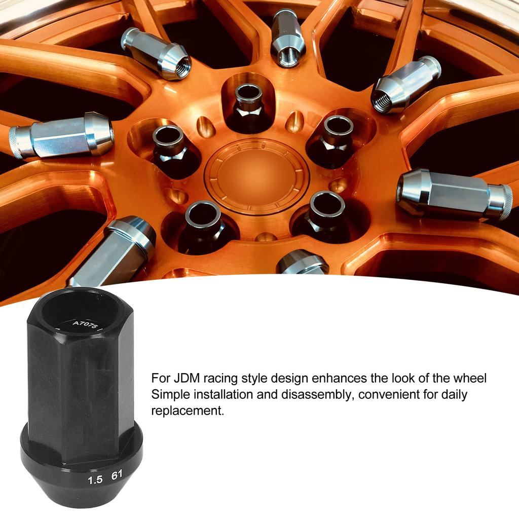 M12x1.5 Lug Nuts with Socket Adapter Aluminum Alloy 42mm   19Hex for JDM Racing   Replacement for  