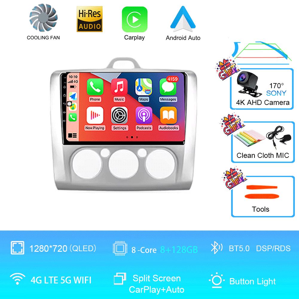 Car Radio Android 14 Auto Carplay WiFi For Ford Focus 2 3 Mk2 Mk3 2004 2005-2011 4G Multimedia GPS Navigation 2 Din Autoradio BT