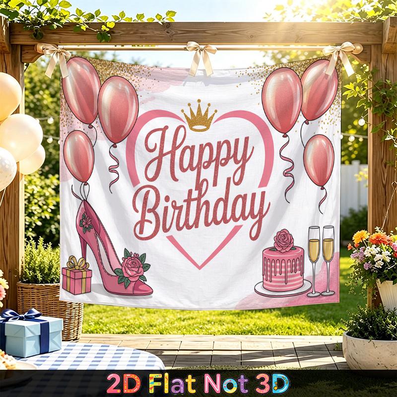 Party Backdrop Birthday Heart Pink Photo Booth Background Front Door Decor