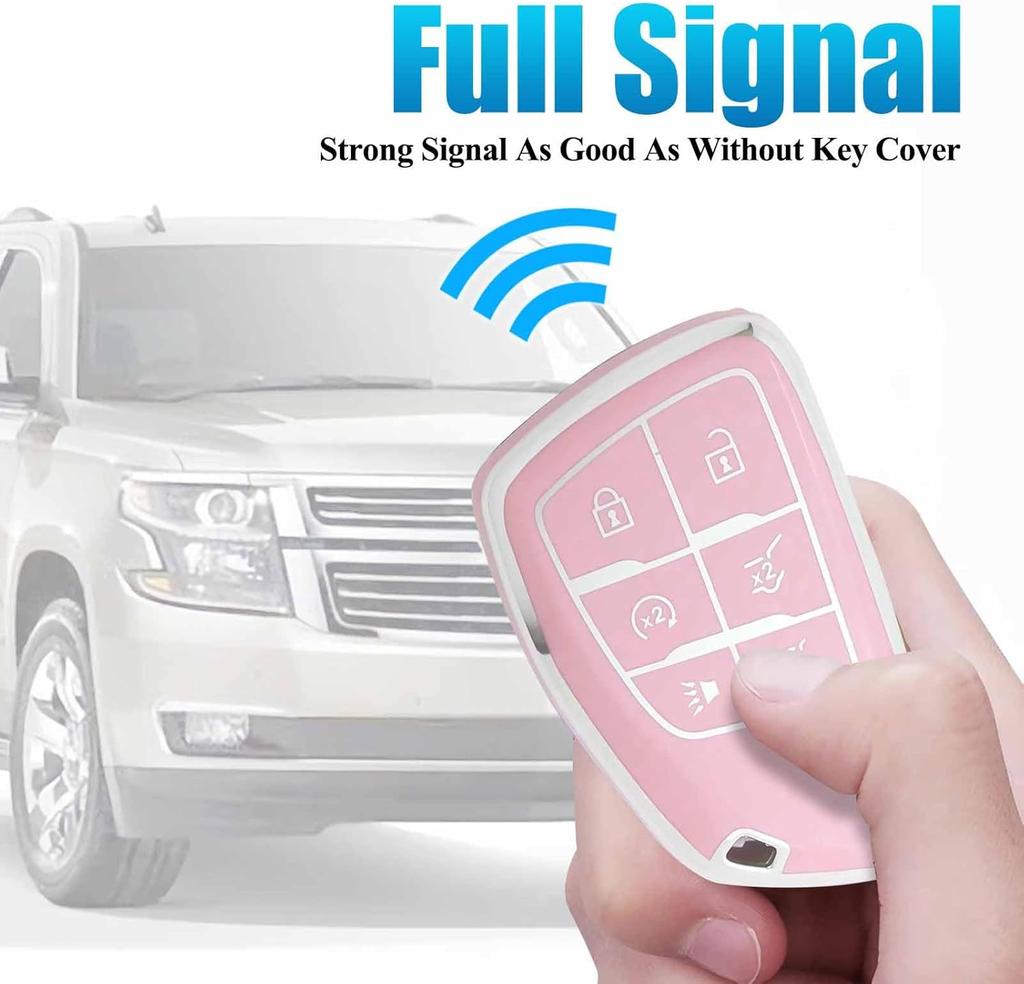 Schlüsselanhängerhülle für Chevy Suburban Tahoe GMC Yukon Denali Buick Enclave mit Schlüsselanhänger Premium Weiche TPU Schlüsselanhängerhülle Fernschlüsselhalter 6 Tasten