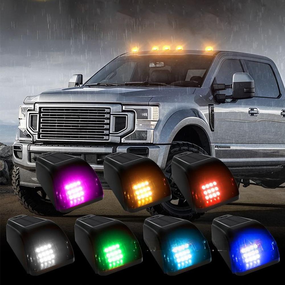 5 Stück Solar Kabinenmarkierungsleuchten Dachleuchten mit LED-Glühbirnen für F150 Pick-up-Trucks - Solarbetriebene Top-Mausleuchten für LKW-Dach N6v2