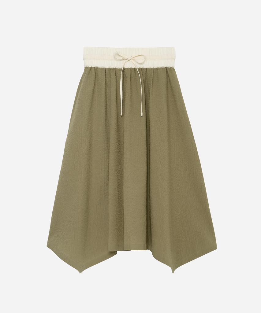 Kamdaun Seersucker Flare Skirt - Khaki