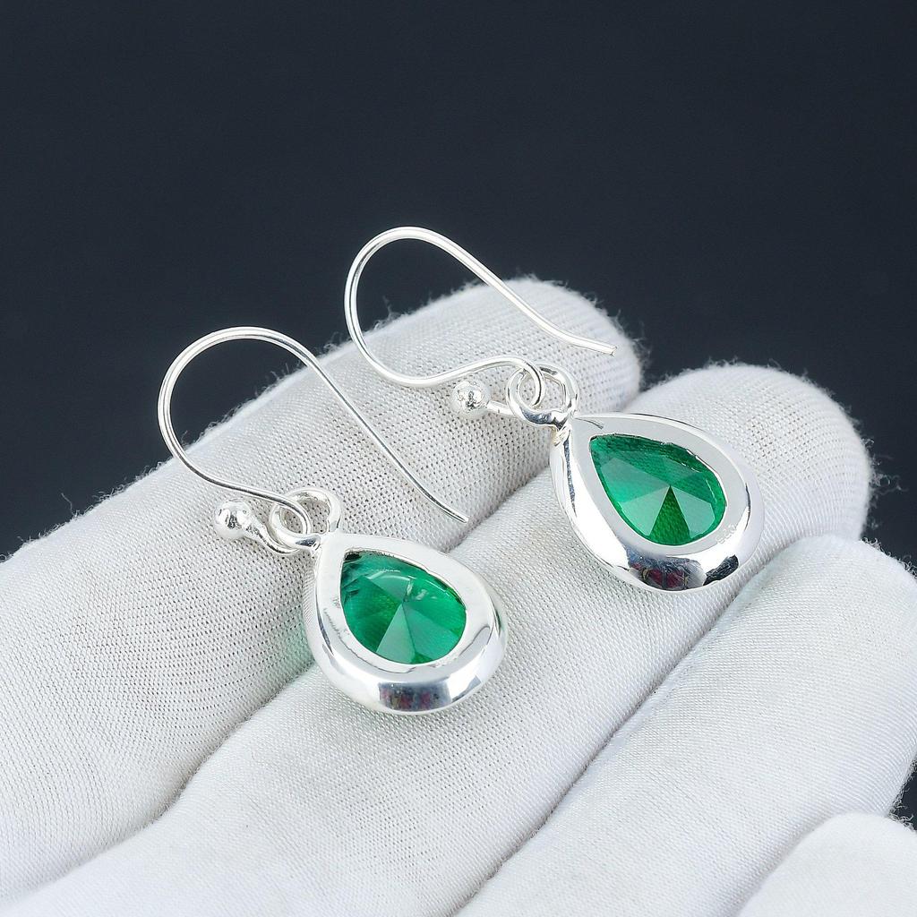 Green Tourmaline Earring, 925 Sterling Silver Earring Beautiful Gemstone Cabochon Stone Earring Birthday Earring Gift For Her For Women