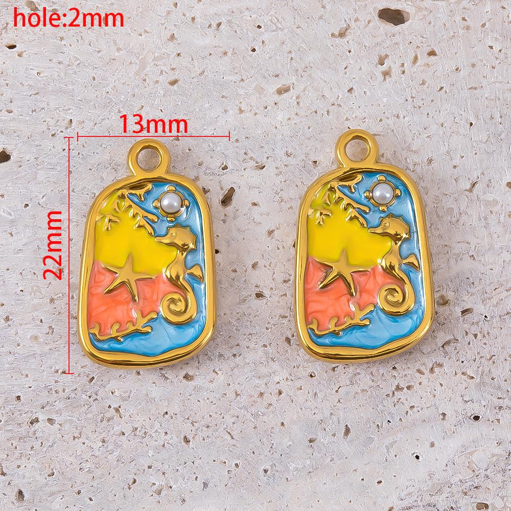 2pcs Stainless Steel Retro Ocean Turtle Octopus Crab Shell Star Pendant Necklace Earring Flower Charm Jewelry Making Craft Gift