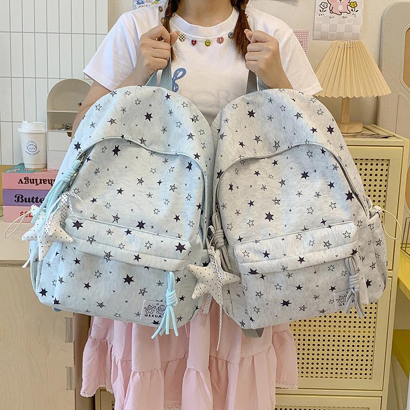 Schoolbag wholesale schoolbag junior high school high school girl heart polka dot star versatile high value female student backpack
