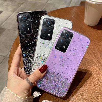 Transparente Glitzer-Telefonhülle für Xiaomi 13T Pro 12T 11T Pro Poco X5 Pro Redmi Note 12 11 10 Pro Farbverlauf Regenbogen Pailletten