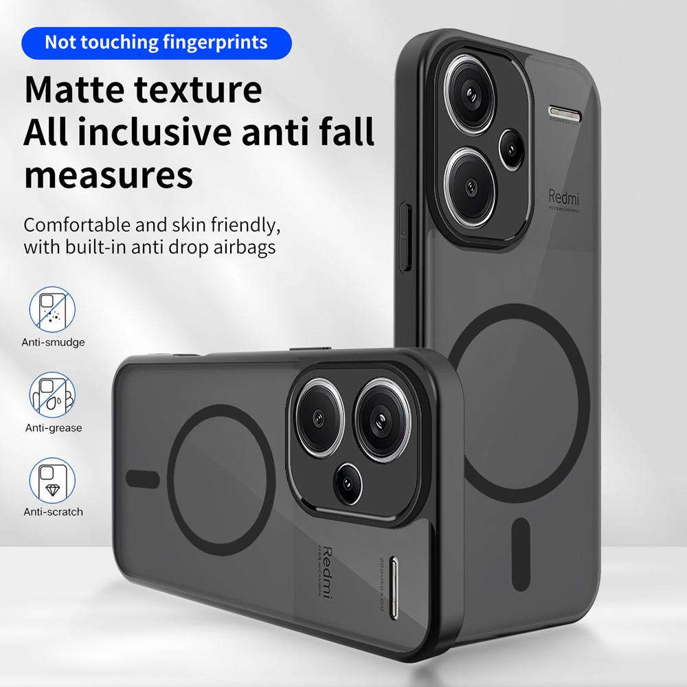 KEYSION Magnetic Phone Case for Redmi Note 13 Pro+ 5G Silicone+PC Matte Translucent Clear Shockproof Cover for Redmi Note 13 Pro+ 5G