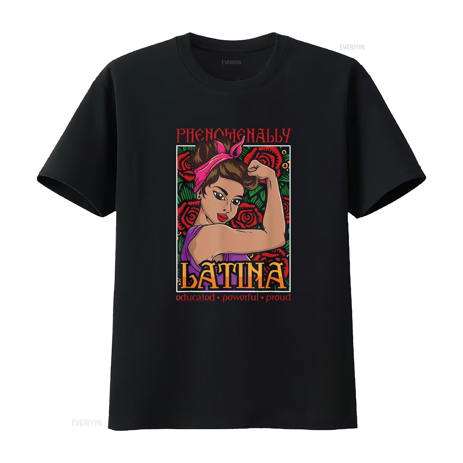 

Phenomenally Latina T Shirt Latin Hispanic Pride Girl vintage Washed Top For Everyday Wear Stylish Breathable Unisex 4XL