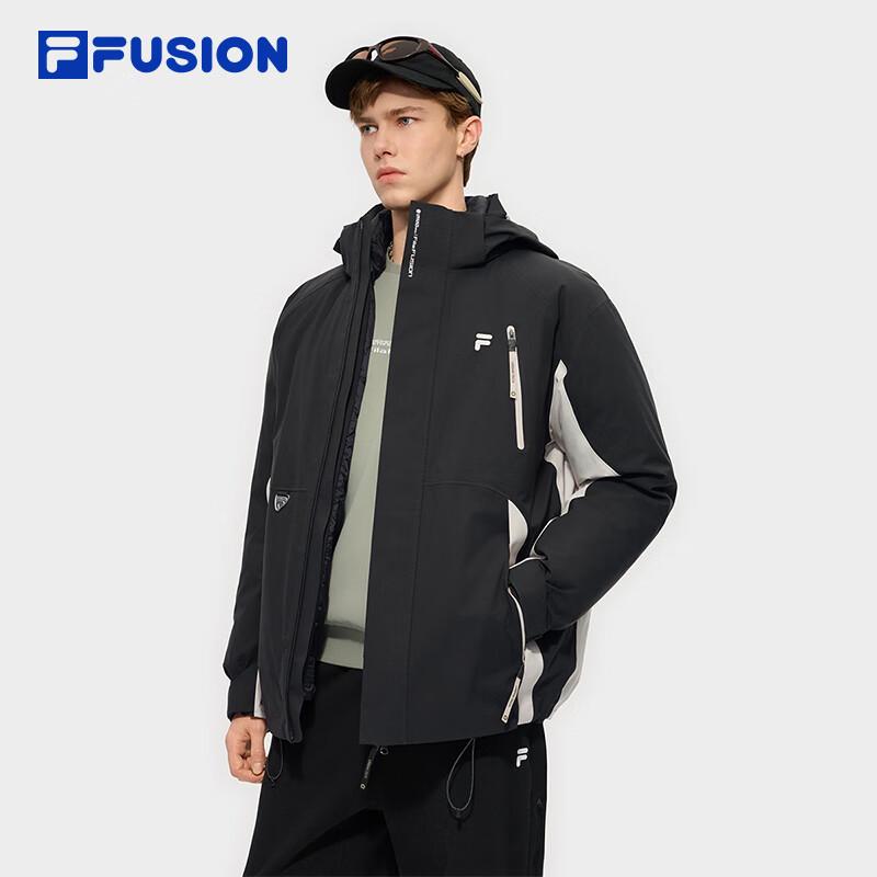 FILA FUSION Men's Color-block Hooded Down Jacket 2-Piece Set