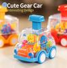 Baby Toy Cartoon Press Gear Car Toy Lnertia Pull-back Transparent Car Inertia Rebound Car Birthday Gifts for Kids Boys and Girls