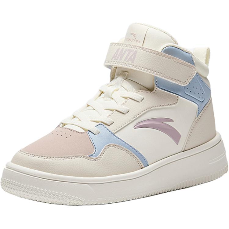 Anta Kids Lifestyle Series Synthetic Leather Fashion Versatile Non-Slip Wear-Resistant Mid-Top Kids Skate Shoes Kids Skate Shoes A22438004-3