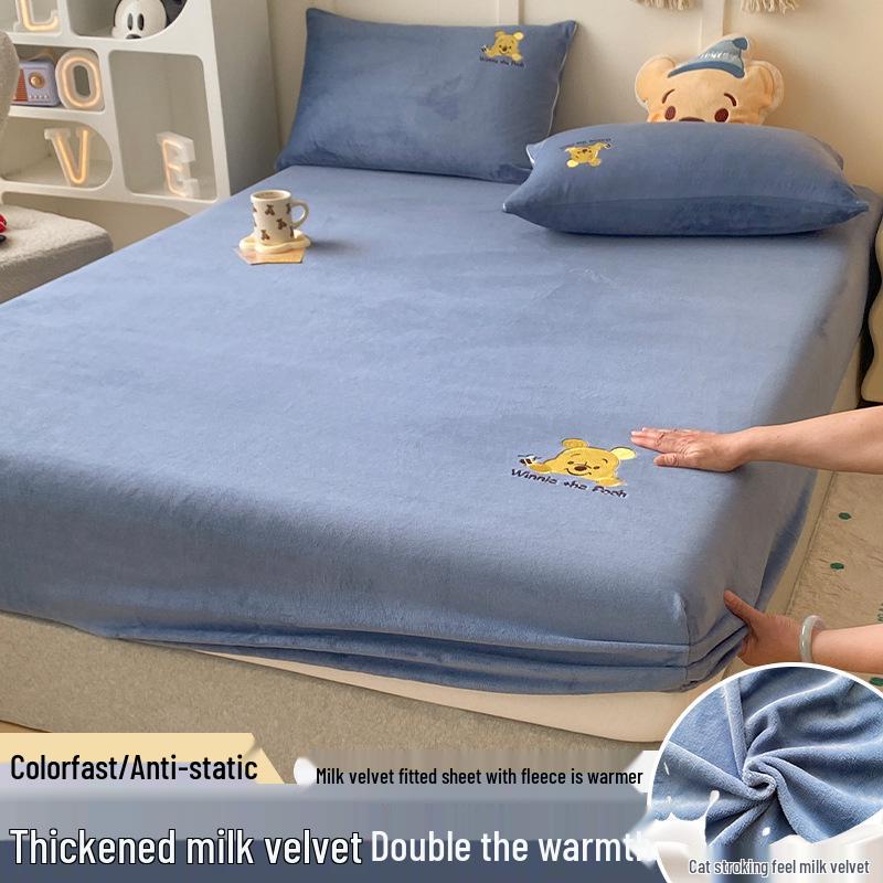 Autumn Winter Flannel Fitted Sheet: Non-slip Coral Fleece Bedspread & Mattress Cover