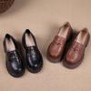 The first layer of cowhide loafers for women's spring and autumn new thick-soled casual versatile black thick-soled muffin shoes single shoes for wome