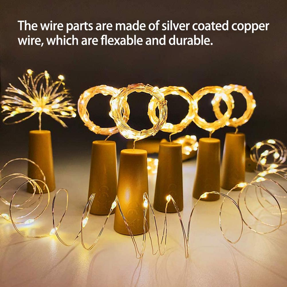 6pcs LED Wine Stopper Bottle Lights 2M Outdoor Waterproof Colorful 20 LED Light String Wine Bottle Decorative Lights
