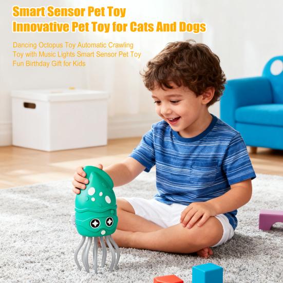 Dancing Octopus Toy Automatic Crawling Toy with Music Lights Smart Sensor Pet Toy Fun Birthday Gift for Kids