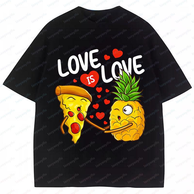 Pineapple Belongs on Pizza T-Shirt Funny Food Lover Pun Casual Fun Meme Y2k Clothes Streetwear Graphic T Shirts Oversize Tee S разноцветный