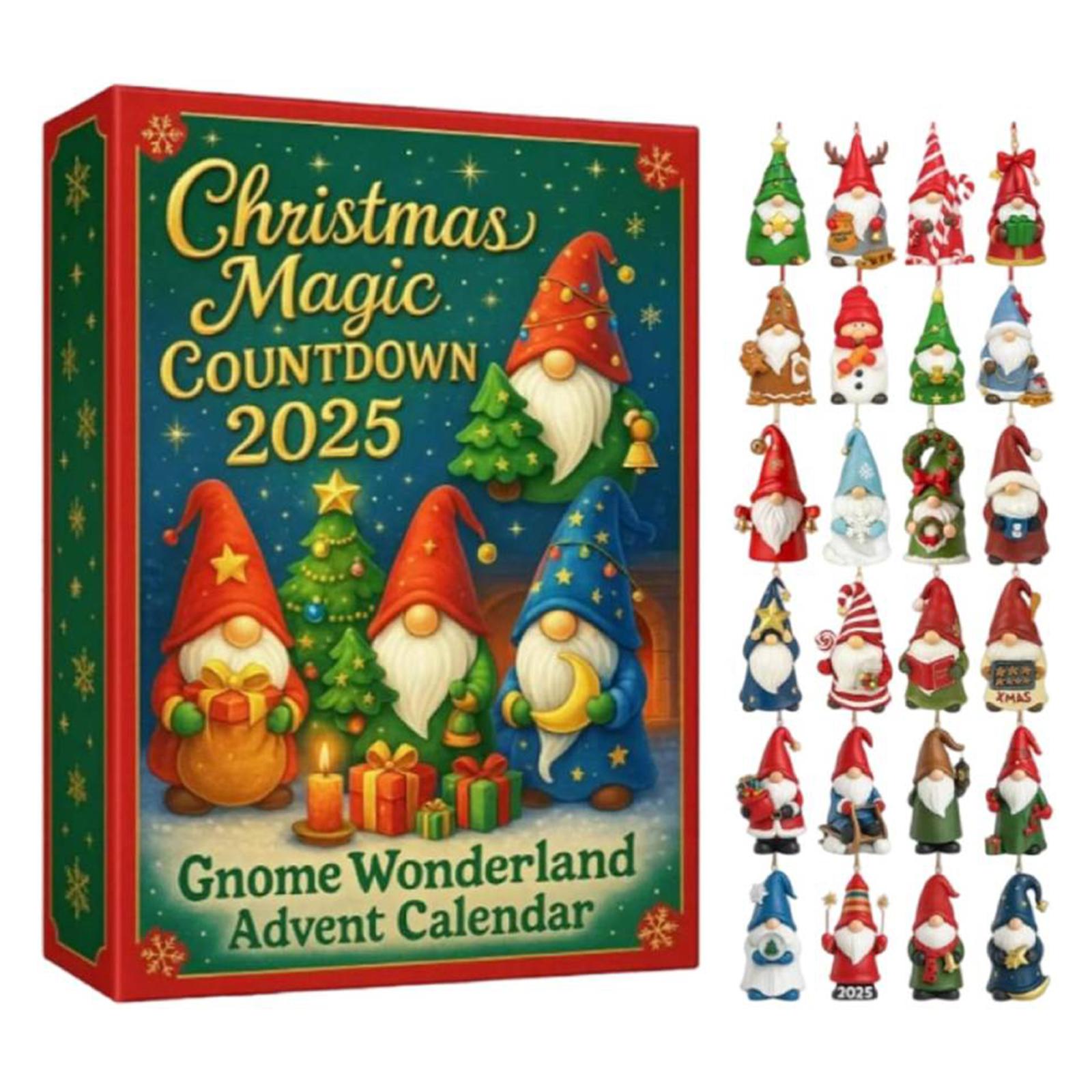 

Gnome Christmas Advent Calendar 2025 2D Gnome Ornaments 24 Days Christmas Countdown Calendar Christmas Tree Decorations for Gift 10.24x7.09x1.18inch