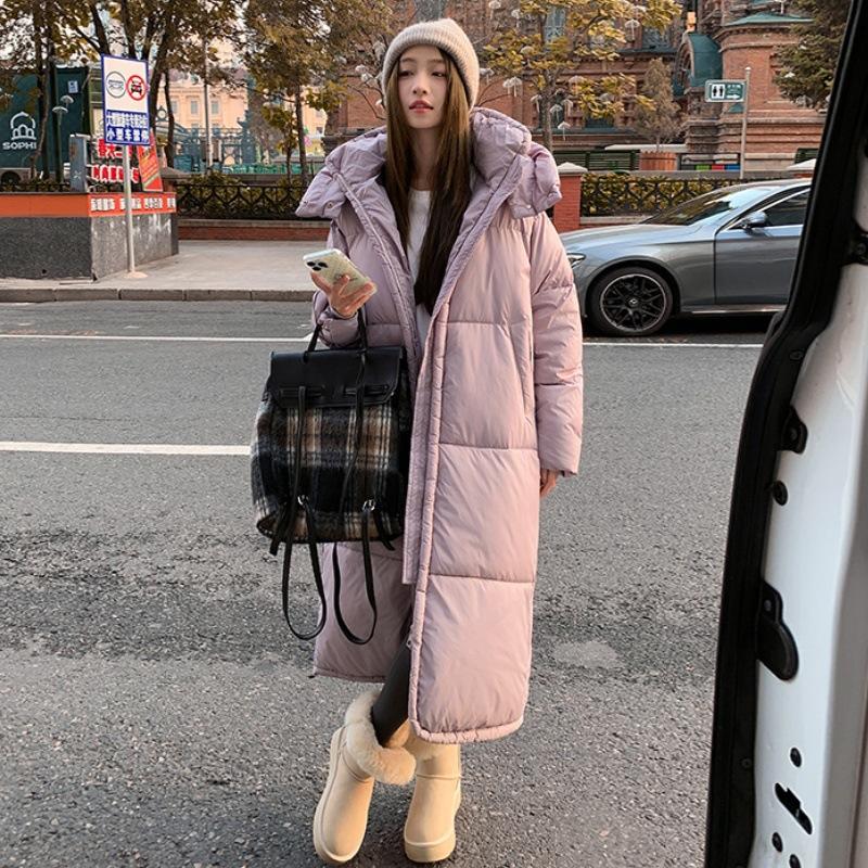 

Winter Soft Mid-length Cotton Coat for Women New Over-the-knee Large Quilt Loose Thickened Coat XL