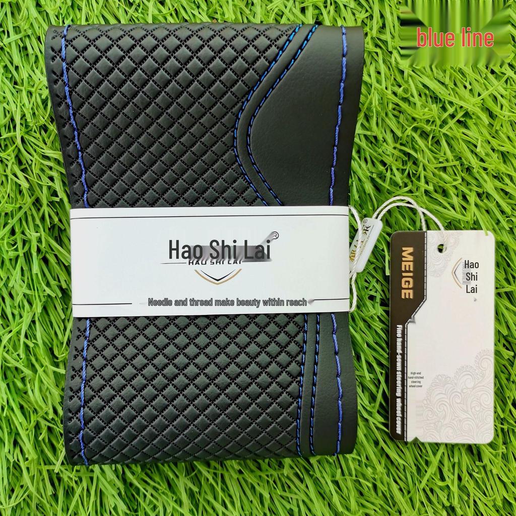 Hand-Stitched Genuine Leather 3D Embossed Universal Steering Wheel Cover - Wear-Resistant, Non-Slip, All-Season Microfiber.