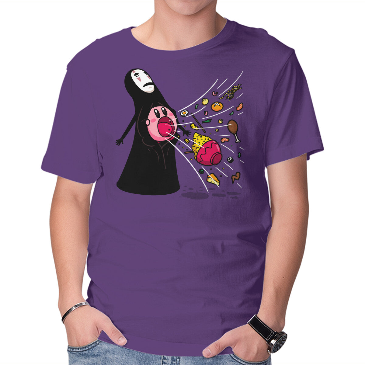 Unisex Crew Neck T-Shirt Insatiable Stomach Graphic Short Sleeve Casual Tee XXL