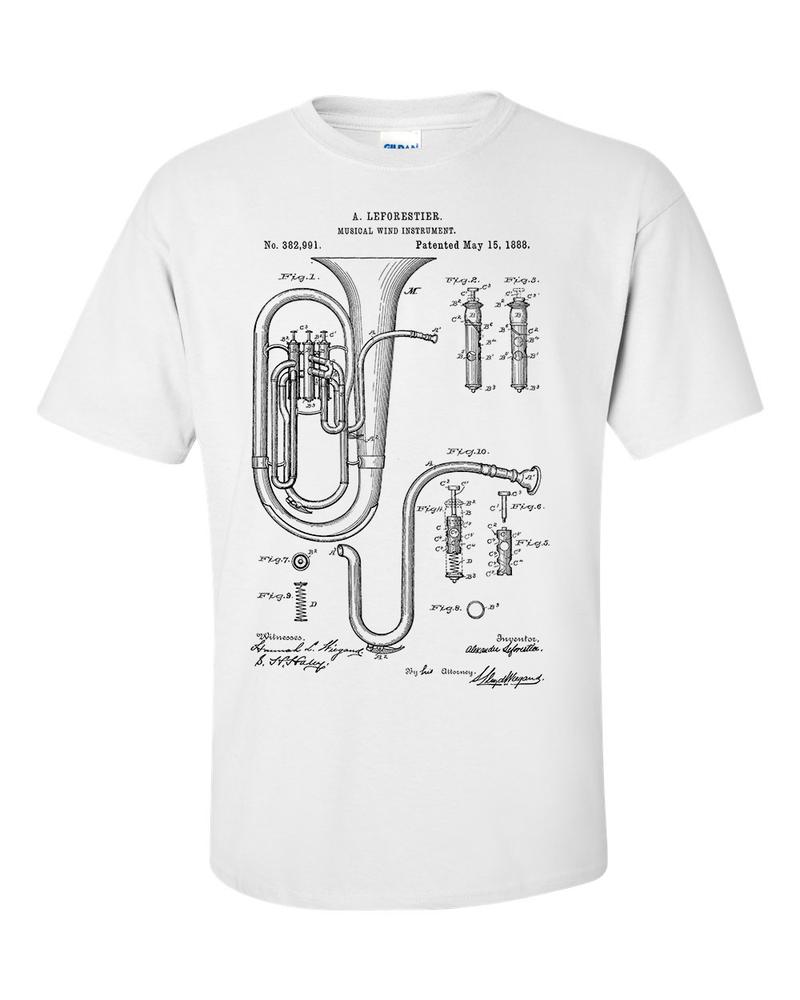 Tuba TShirt Patent Technical Drawing Brass instruUnisext Shirt 2XL