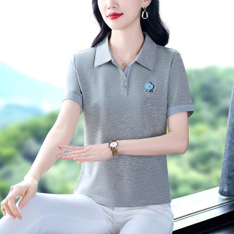 

2026 Women s Summer Ice Silk Cotton Short Sleeve T-Shirt - Skin-friendly, Loose, Slimming, Versatile Casual Top XL (110-120 jin) хизер серый