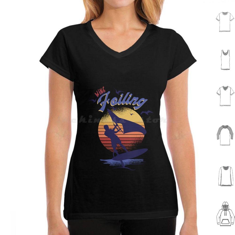 Wing Foiling Surfing Surfer Gift T Shirt Cotton Men Women DIY Print Wing Foiling Wing Foiling Surfing Surfer Idea Vintage Surf