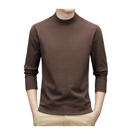 Jaro Podzim Pánský Top Ochrana Krku Polovysoký Límec Oboustranný Německý Samet Slim Fit Pružný Dlouhý Rukáv Pulovr Základní Mikina