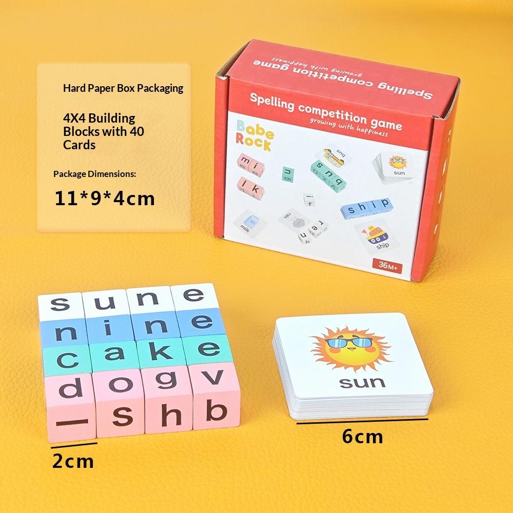 English Word Spelling Cubes Game Set Flash Cards Educational Toy for Kids Early Learning Classroom or Family Fun