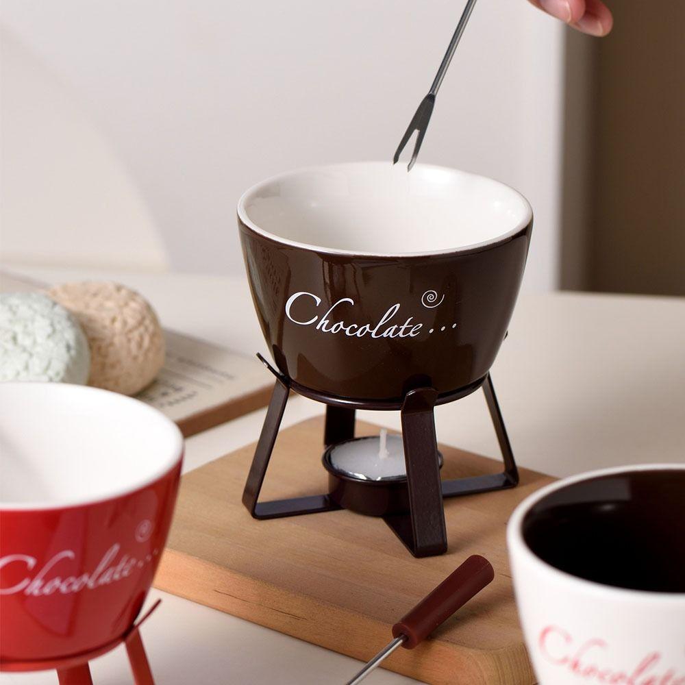 with Forks Chocolate Fondue Mug Ceramics Fondue Cups Chocolate Melting Mug Valentine Gift