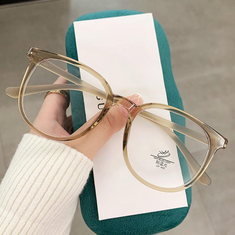 Brown Frame Glasses, Men'S And Women'S Tide Anti-Blue Light Glasses, Can Be Equipped With High-Degree Flat Glasses Tr1144