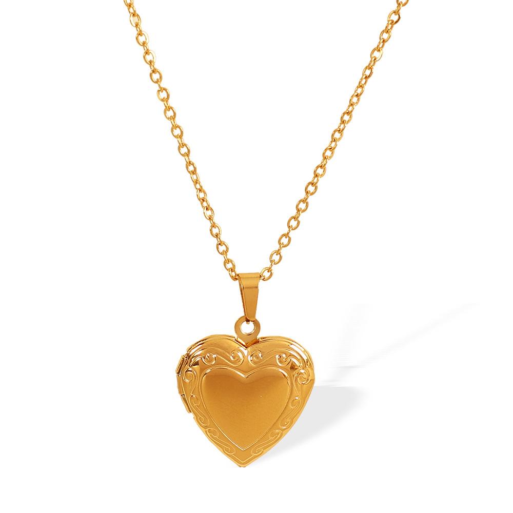 

European and American Fashion Retro Heart Pendant Necklace Personalized Steel Gold-plated Pendant Neck Chain Niche Design Fashion Jewelry 2026 45CM
