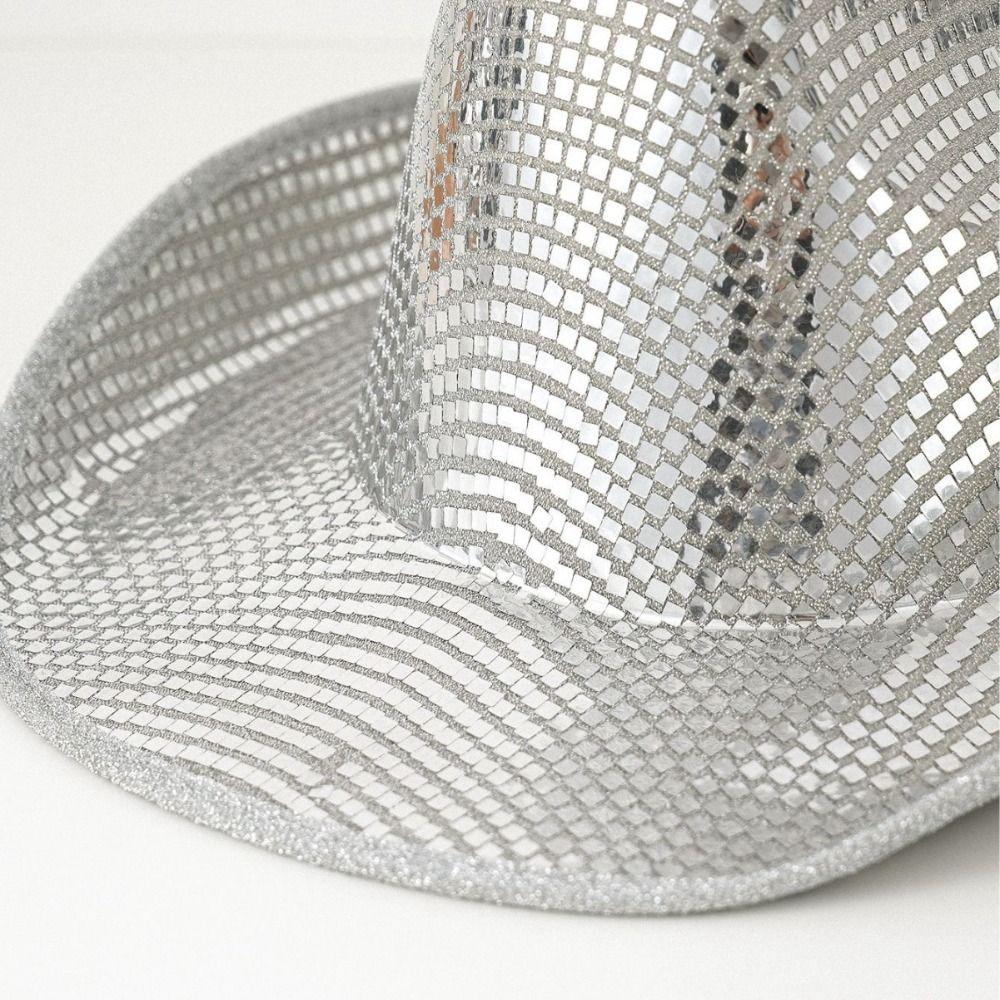 Retro Shiny Sequin Western Cowboy Hat Gold Silver Cowgirl Hat Ethnic Style Sunscreen Glitter Jazz Hat Disco Party