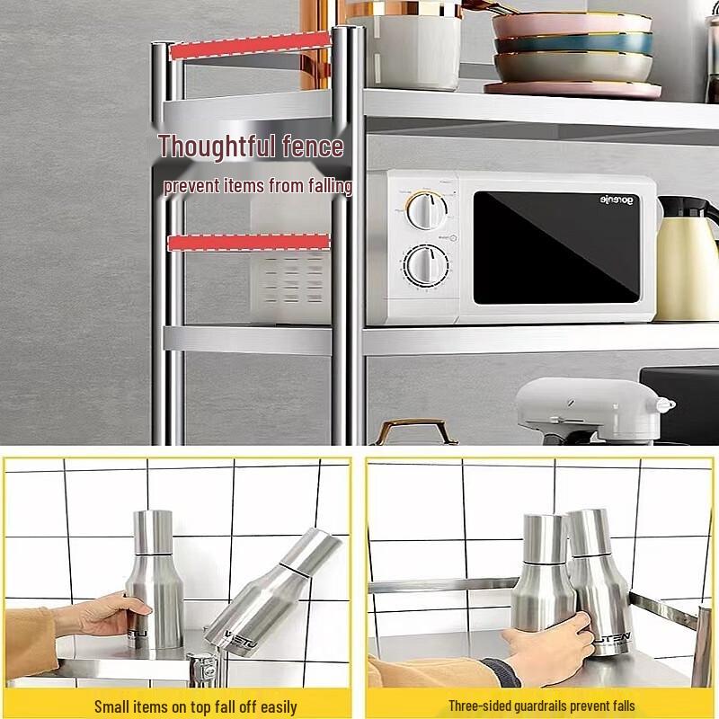 Stainless Steel Kitchen Storage Rack with Guardrail
