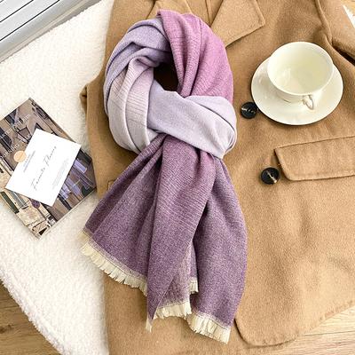 Winter Gradual Color Women Scarf Warm Thick Cashmere Shawl Wraps Bufanda Female Tassel Scarves Pashmina Foulard Neckerchief