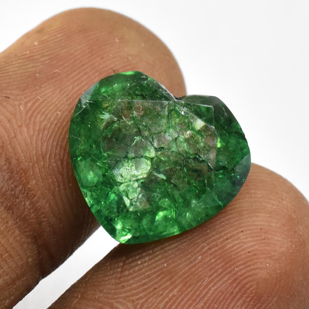 9.95 Ct Heart Cut Certified Natural Colombian Green Emerald Loose Gemstone